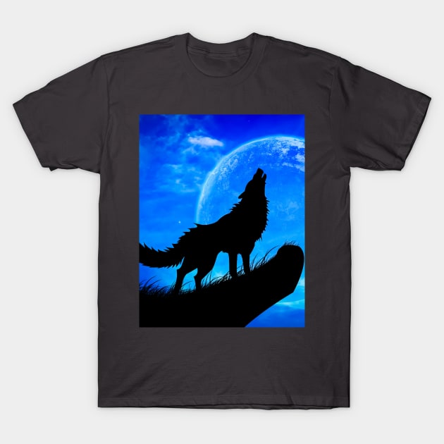 howling wolf T-Shirt by MzWhiskey Tit-tees